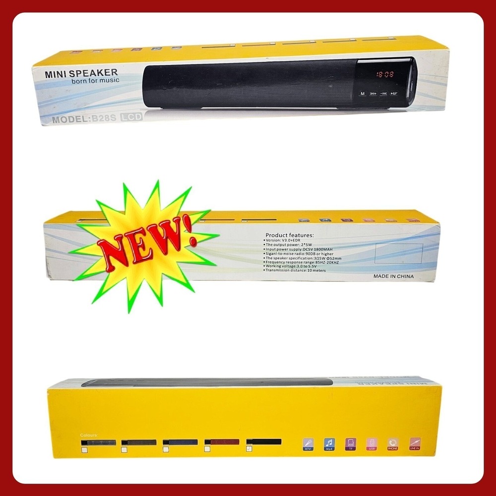 B28S LCD Wireless Bluetooth Soundbar Portable Mini Speaker Black Desktop TV